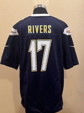 Nike On Field NFL San Diego Chargers Philip Rivers #17 Jersey Blue Mens L